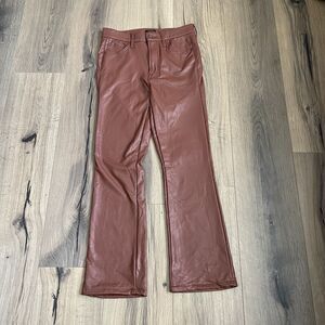 Mother The Insider Ankle Sz 26 Tortoise Shell Faux Show Brown Faux Leather Pants